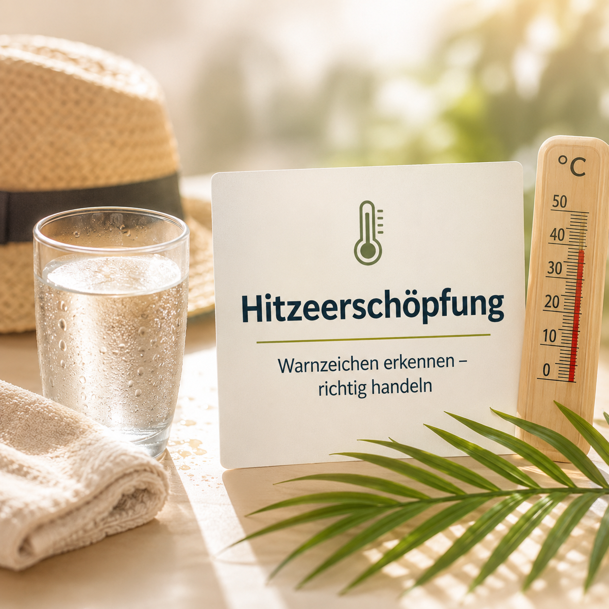 Hitzeerschöpfung, Warnzeichen, Thermometer,