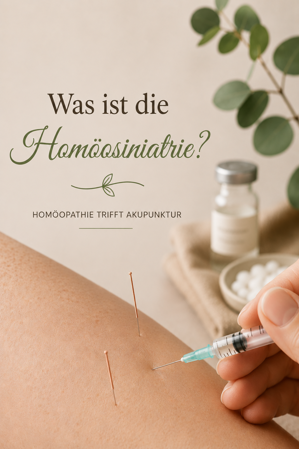 Darstellung der Homöosiniatrie mit Injektion und naturheilkundlichem Bezug
