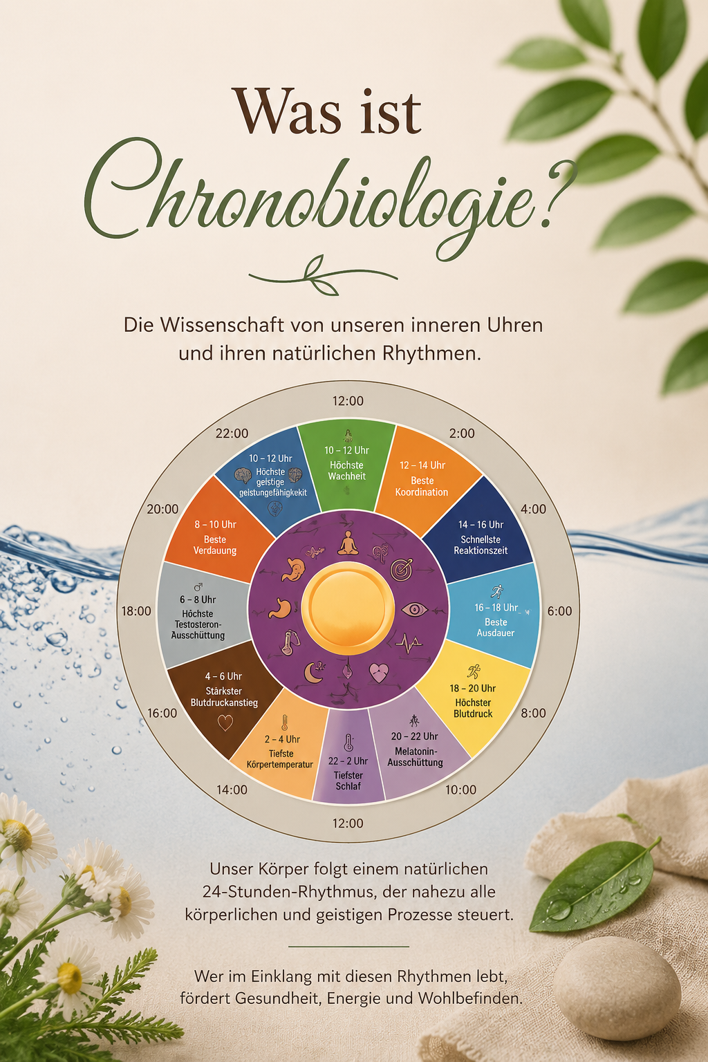 Darstellung einer Organuhr auf natürlichem Hintergrund
