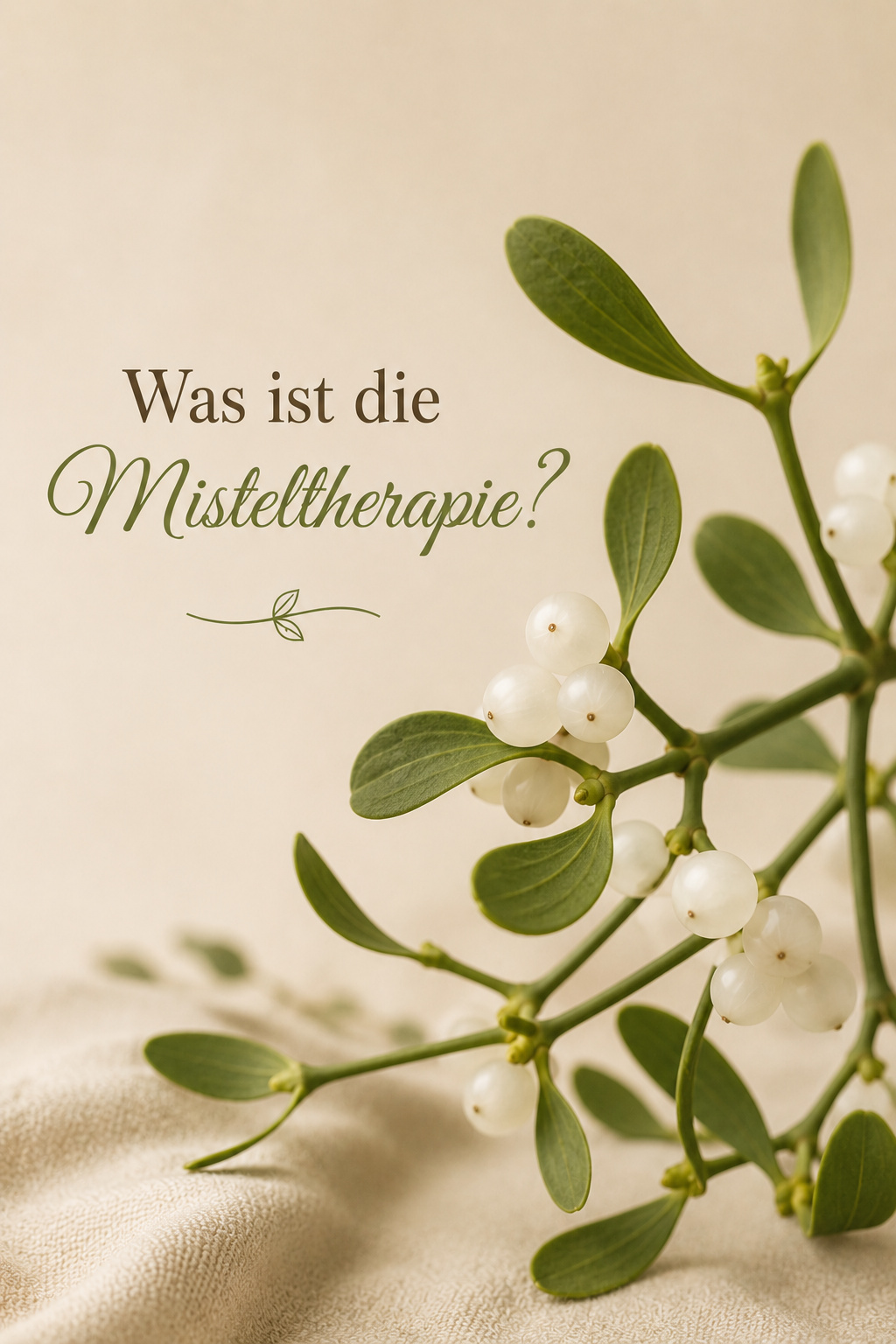 Mistelzweig mit weißen Beeren, Darstellung der Misteltherapie