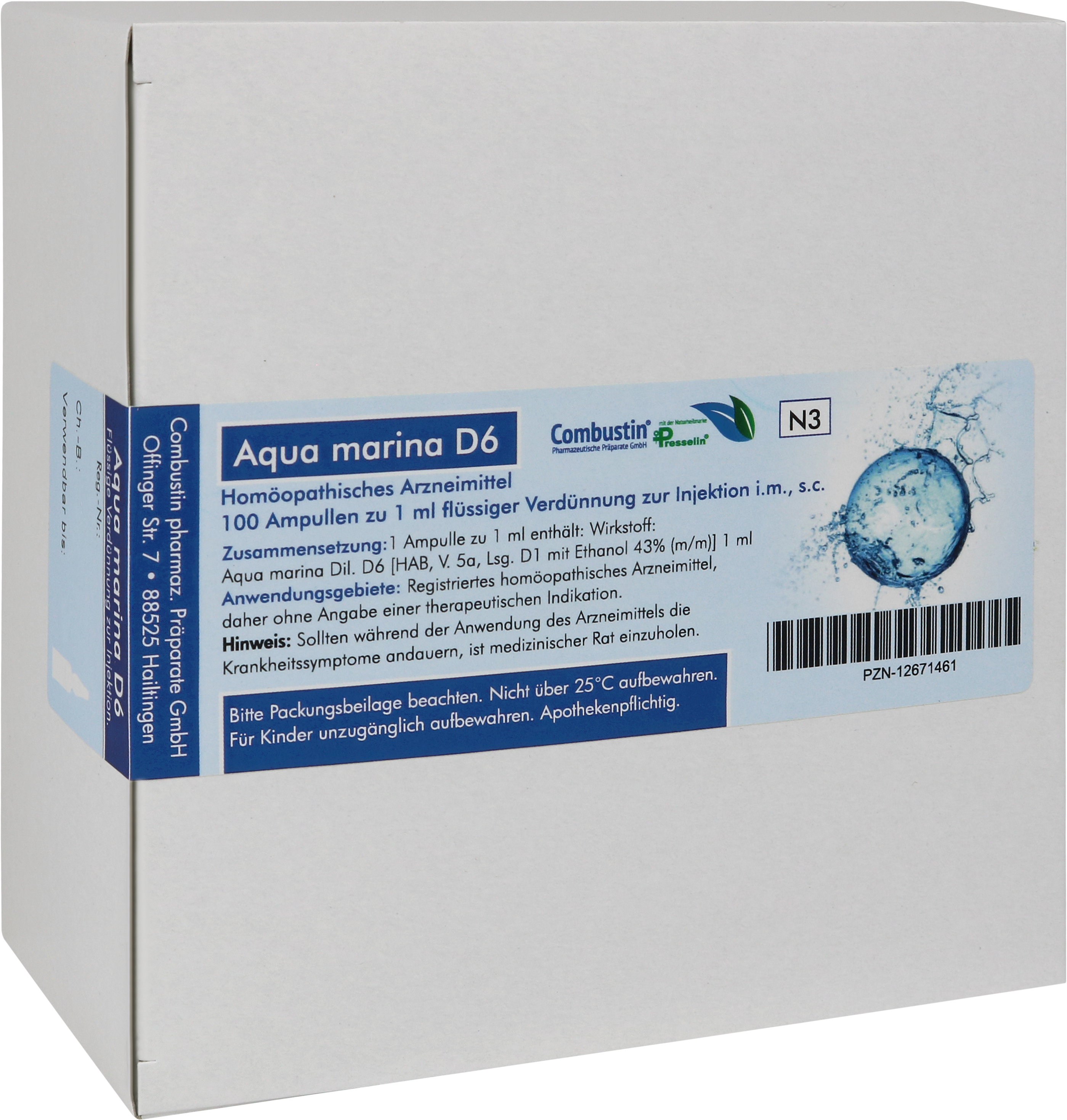 Aqua marina D6, 100 x 1 ml Ampullen