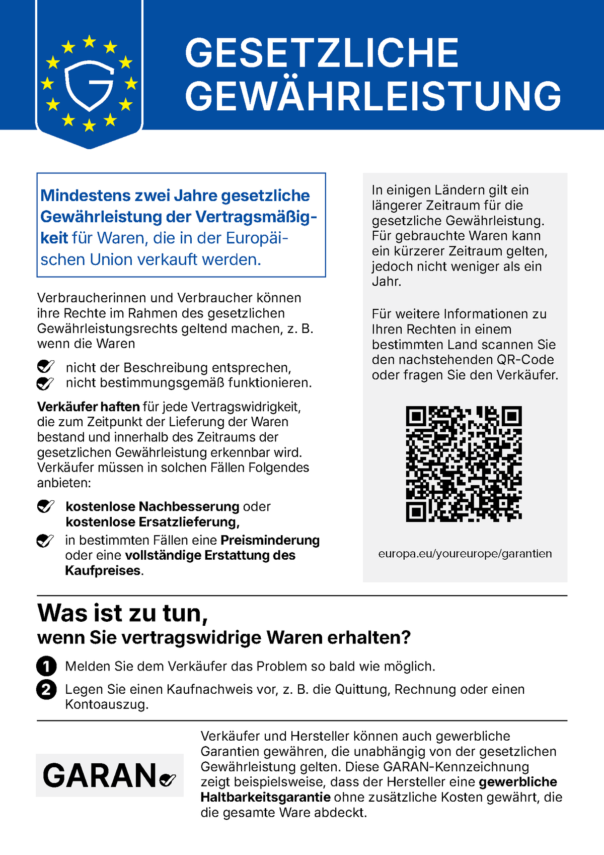 EU-Hinweis zur gesetzlichen Gewährleistung