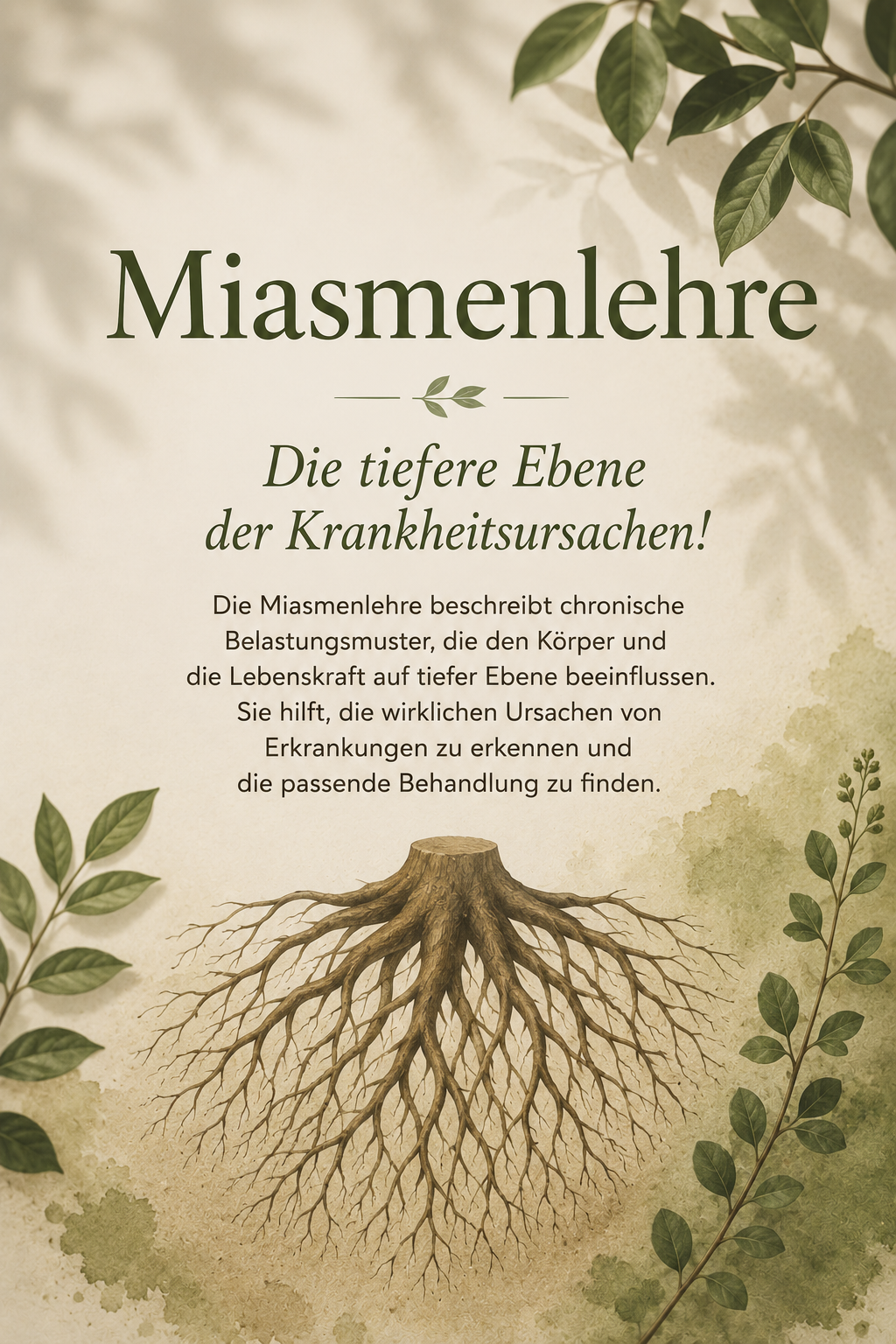 Illustration zur Miasmenlehre in der Naturheilkunde. Die tiefere Ebene der Krankheitsursachen