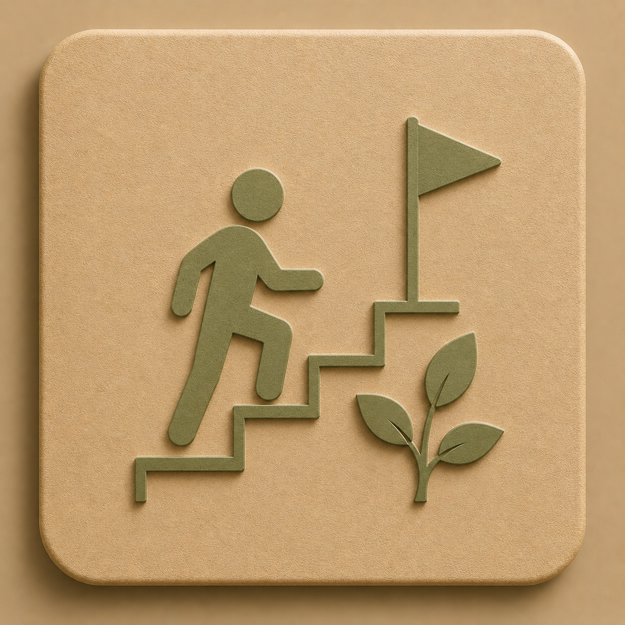 Symbol Mensch, der eine Treppe hinaufsteigt